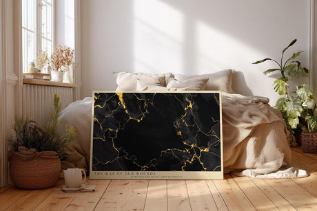 Paul Sinus Wandbild 120x80cm abstrakte Goldstruktur schwarz gold moderne Kunst Marmor Effekt luxuriöse