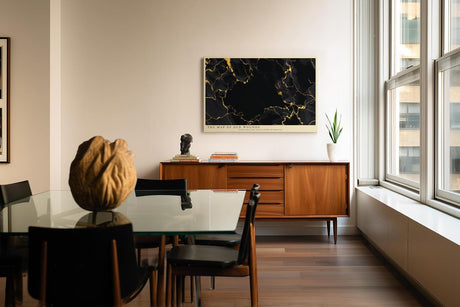 Paul Sinus Wandbild 120x80cm abstrakte Goldstruktur schwarz gold moderne Kunst Marmor Effekt luxuriöse
