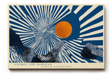 Paul Sinus Wandbild 120x80cm abstrakte Grafik Landschaft mit Sonne Pop Art Stil blau orange modernes Kunstbild grafische Wanddekoration für Wohnzimmer Büro Atelier