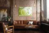 Paul Sinus Wandbild 120x80cm abstrakte grüne Flüssigkeit Makrofotografie moderne Strukturkunst mit Blasen stilvolles Kunstbild für Wohnzimmer Küche Büro