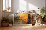 Paul Sinus Wandbild 120x80cm abstrakte Herbst Landschaft orange gelb moderne Malerei Natur Kunstdruck grosses Kunstbild warme Wanddekoration fuer Wohnzimmer Büro