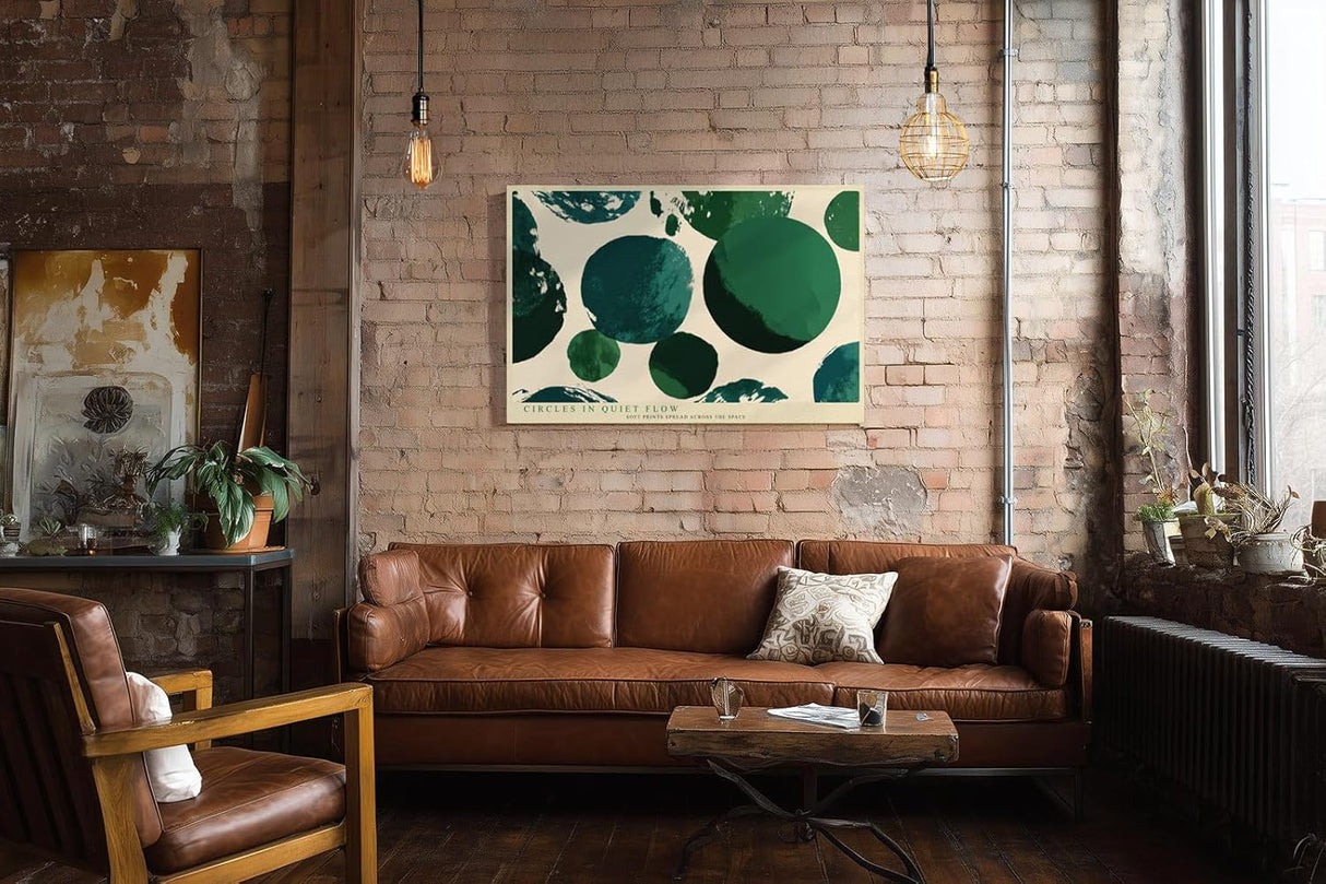 Paul Sinus Wandbild 120x80cm abstrakte Kreise gruen moderne Kunst minimalistische Formen grafisches Design Kunstdruck stilvolle Wanddekoration fuer Wohnzimmer Büro Flur