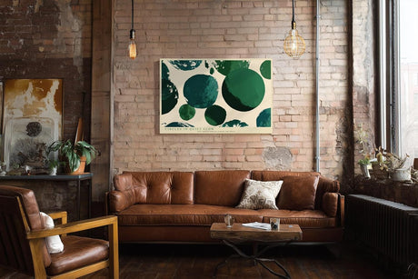 Paul Sinus Wandbild 120x80cm abstrakte Kreise gruen moderne Kunst minimalistische Formen grafisches Design Kunstdruck stilvolle Wanddekoration fuer Wohnzimmer Büro Flur