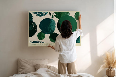 Paul Sinus Wandbild 120x80cm abstrakte Kreise gruen moderne Kunst minimalistische Formen grafisches Design Kunstdruck stilvolle Wanddekoration fuer Wohnzimmer Büro Flur