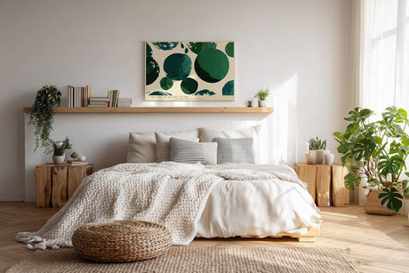 Paul Sinus Wandbild 120x80cm abstrakte Kreise gruen moderne Kunst minimalistische Formen grafisches Design Kunstdruck stilvolle Wanddekoration fuer Wohnzimmer Büro Flur