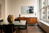 Paul Sinus Wandbild 120x80cm abstrakte Kreise Linien Kunst modern minimalistische Grafik Wanddekoration schwarz beige fuer Wohnzimmer Büro