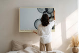 Paul Sinus Wandbild 120x80cm abstrakte Kreise Linien Kunst modern minimalistische Grafik Wanddekoration schwarz beige fuer Wohnzimmer Büro