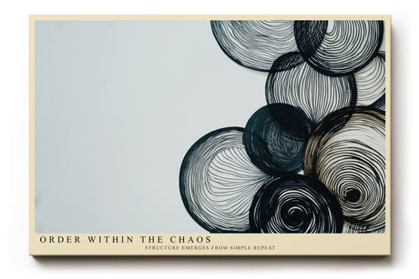 Paul Sinus Wandbild 120x80cm abstrakte Kreise Linien Kunst modern minimalistische Grafik Wanddekoration schwarz beige fuer Wohnzimmer Büro