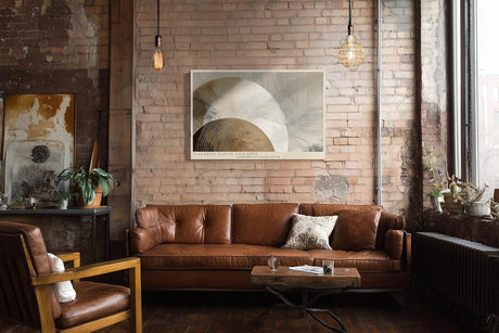 Paul Sinus Wandbild 120x80cm abstrakte Kreise modern beige braun Linienkunst Kunstdruck grosses Kunstbild stilvolle Wanddekoration fuer Wohnzimmer Büro Flur
