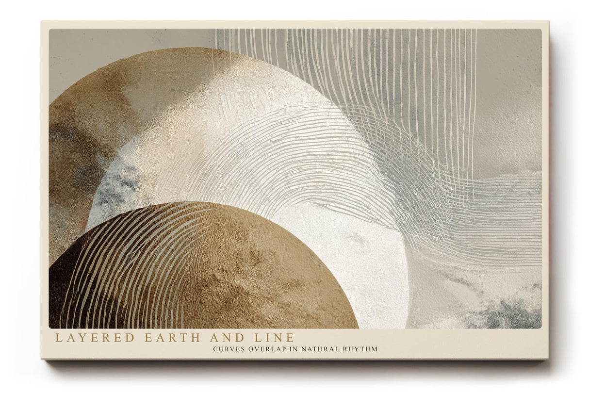 Paul Sinus Wandbild 120x80cm abstrakte Kreise modern beige braun Linienkunst Kunstdruck grosses Kunstbild stilvolle Wanddekoration fuer Wohnzimmer Büro Flur