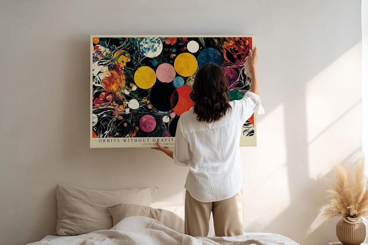 Paul Sinus Wandbild 120x80cm Abstrakte Kreise und Farben Modernes Kunstbild mit kosmischer Komposition fuer kreative Wohnräume