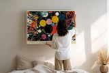 Paul Sinus Wandbild 120x80cm Abstrakte Kreise und Farben Modernes Kunstbild mit kosmischer Komposition fuer kreative Wohnräume