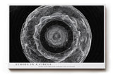 Paul Sinus Wandbild 120x80cm abstrakte Kreisstruktur monochrom moderne Linienkunst schwarz weiss spirituelle Geometrie grosses Kunstbild Wanddekoration fuer Wohnzimmer Büro Flur
