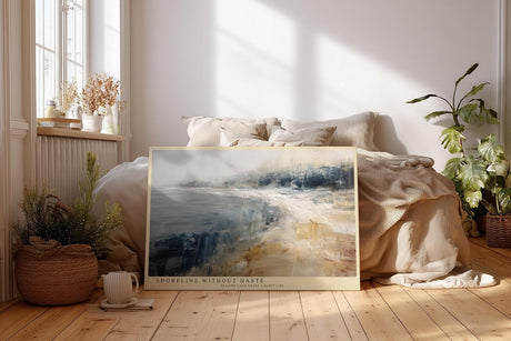 Paul Sinus Wandbild 120x80cm Abstrakte Kueste Landschaft Moderne Kunstmotiv Meer und Strand in sanften Farben