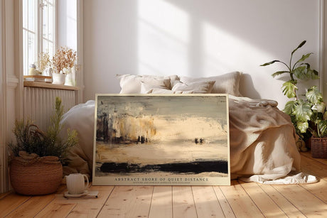 Paul Sinus Wandbild 120x80cm Abstrakte Kueste minimalistische Landschaft moderne Kunst Wanddekoration beige schwarz Wohnzimmer Schlafzimmer