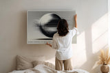 Paul Sinus Wandbild 120x80cm abstrakte Kugel Bewegung moderne minimalistische Kunst schwarz weiss grafische Linien Kunstdruck stilvolle Wanddekoration fuer Wohnzimmer Büro Flur