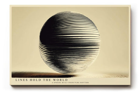 Paul Sinus Wandbild 120x80cm Abstrakte Kugel Geometrische Linien Kunst Minimalistisches Design Schwarz Beige Kunstdruck Poster Grosse Moderne Wanddekoration fuer Wohnzimmer Büro