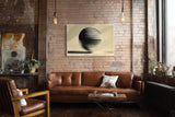 Paul Sinus Wandbild 120x80cm Abstrakte Kugel Geometrische Linien Kunst Minimalistisches Design Schwarz Beige Kunstdruck Poster Grosse Moderne Wanddekoration fuer Wohnzimmer Büro