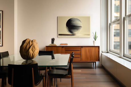 Paul Sinus Wandbild 120x80cm Abstrakte Kugel Geometrische Linien Kunst Minimalistisches Design Schwarz Beige Kunstdruck Poster Grosse Moderne Wanddekoration fuer Wohnzimmer Büro