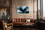 Paul Sinus Wandbild 120x80cm abstrakte Kunst blau schwarz moderne Bewegungskunst Kunstdruck grosses Wandbild 120x80cm elegante Wanddekoration fuer Wohnzimmer Büro