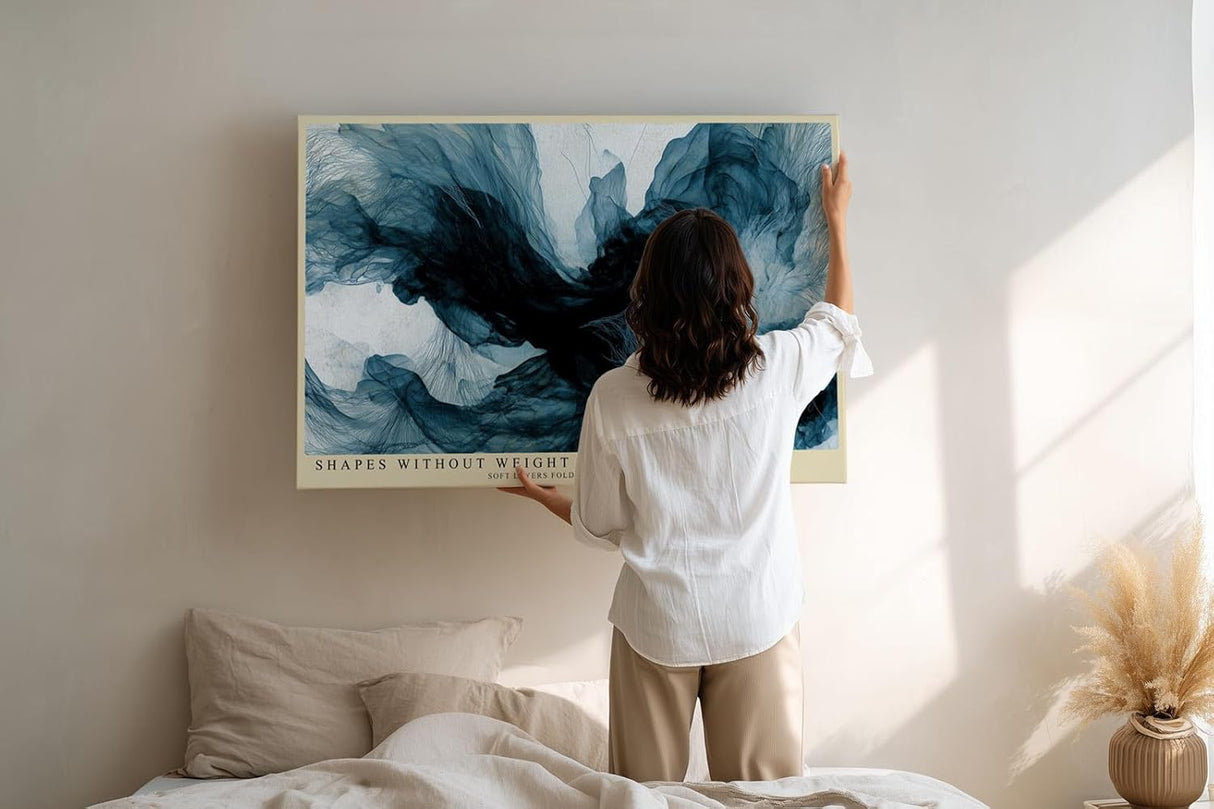 Paul Sinus Wandbild 120x80cm abstrakte Kunst blau schwarz moderne Bewegungskunst Kunstdruck grosses Wandbild 120x80cm elegante Wanddekoration fuer Wohnzimmer Büro