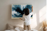 Paul Sinus Wandbild 120x80cm abstrakte Kunst blau schwarz moderne Bewegungskunst Kunstdruck grosses Wandbild 120x80cm elegante Wanddekoration fuer Wohnzimmer Büro