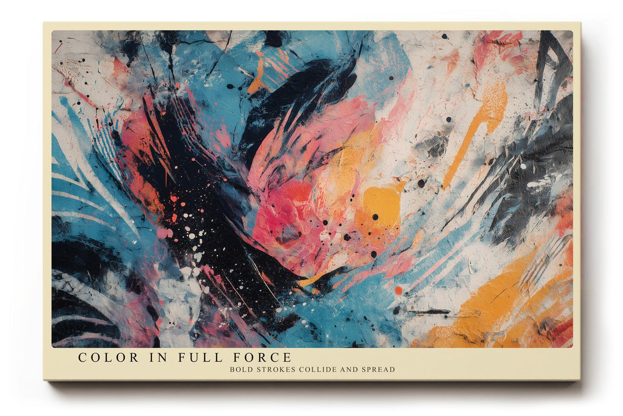 Paul Sinus Wandbild 120x80cm abstrakte Kunst modern blau orange dynamische Farbexplosion Kunstdruck grosses Wandbild 120x80cm kreative Wanddekoration fuer Wohnzimmer Büro