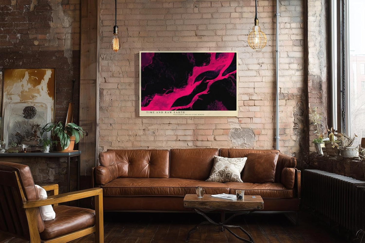 Paul Sinus Wandbild 120x80cm abstrakte Kunst schwarz pink moderne Struktur fließende Farben zeitgenössisches Kunstbild moderne