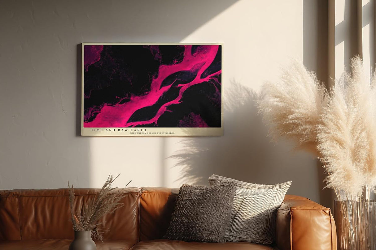 Paul Sinus Wandbild 120x80cm abstrakte Kunst schwarz pink moderne Struktur fließende Farben zeitgenössisches Kunstbild moderne