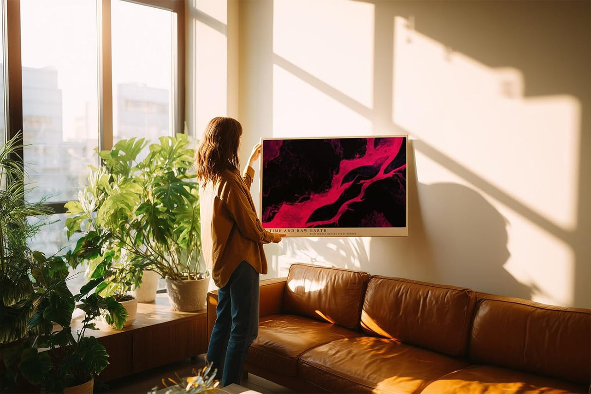 Paul Sinus Wandbild 120x80cm abstrakte Kunst schwarz pink moderne Struktur fließende Farben zeitgenössisches Kunstbild moderne
