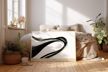Paul Sinus Wandbild 120x80cm abstrakte Kurve modern schwarz weiss dynamische Kunst minimalistische Linien Kunstdruck stilvolle Wanddekoration fuer Wohnzimmer Büro Flur