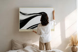 Paul Sinus Wandbild 120x80cm abstrakte Kurve modern schwarz weiss dynamische Kunst minimalistische Linien Kunstdruck stilvolle Wanddekoration fuer Wohnzimmer Büro Flur