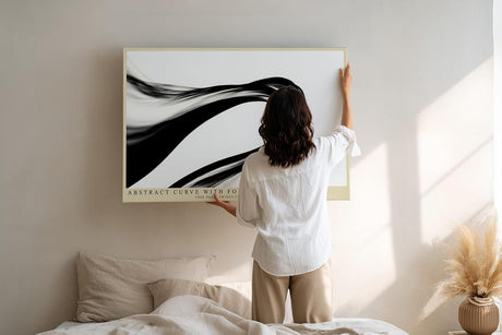Paul Sinus Wandbild 120x80cm abstrakte Kurve modern schwarz weiss dynamische Kunst minimalistische Linien Kunstdruck stilvolle Wanddekoration fuer Wohnzimmer Büro Flur