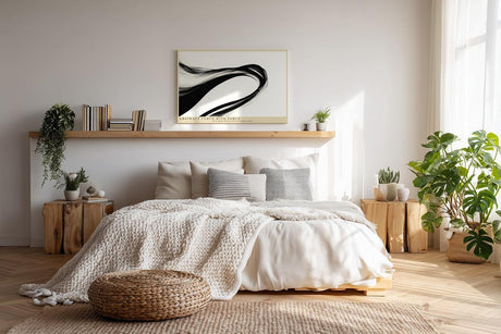 Paul Sinus Wandbild 120x80cm abstrakte Kurve modern schwarz weiss dynamische Kunst minimalistische Linien Kunstdruck stilvolle Wanddekoration fuer Wohnzimmer Büro Flur