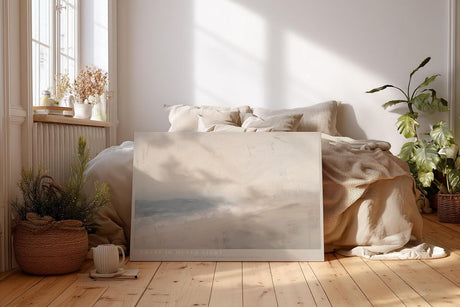 Paul Sinus Wandbild 120x80cm Abstrakte Küstenlandschaft Minimalistische Strand Kunst in Sanften Naturfarben für Wohnzimmer Schlafzimmer