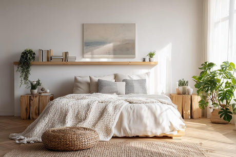 Paul Sinus Wandbild 120x80cm Abstrakte Küstenlandschaft Minimalistische Strand Kunst in Sanften Naturfarben für Wohnzimmer Schlafzimmer
