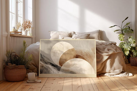 Paul Sinus Wandbild 120x80cm abstrakte Landschaft Erde Toene moderne Formen beige braun minimalistische Kunst Wanddekoration fuer Wohnzimmer Büro