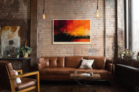 Paul Sinus Wandbild 120x80cm Abstrakte Landschaft Feuer Himmel moderne Kunst Wanddekoration rot orange Wohnzimmer Schlafzimmer