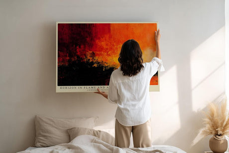 Paul Sinus Wandbild 120x80cm Abstrakte Landschaft Feuer Himmel moderne Kunst Wanddekoration rot orange Wohnzimmer Schlafzimmer