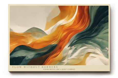 Paul Sinus Wandbild 120x80cm abstrakte Landschaft fliessende Farben orange gruen moderne Kunst stilvolle abstrakte Wanddekoration fuer Wohnzimmer Büro