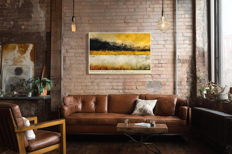 Paul Sinus Wandbild 120x80cm Abstrakte Landschaft Gelb Schwarz Moderne Kunst Horizont Komposition mit starken Kontrasten