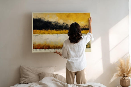 Paul Sinus Wandbild 120x80cm Abstrakte Landschaft Gelb Schwarz Moderne Kunst Horizont Komposition mit starken Kontrasten