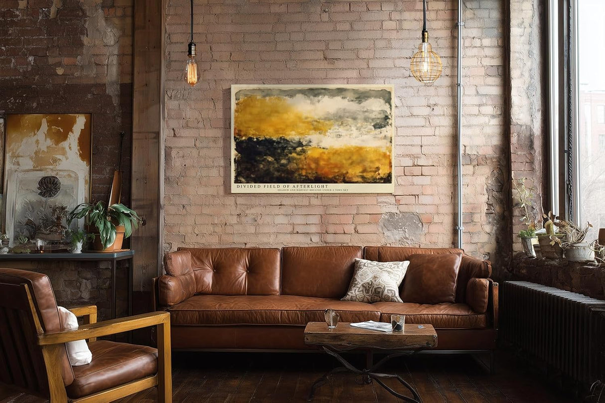Paul Sinus Wandbild 120x80cm Abstrakte Landschaft Gold Schwarz Moderne Natur Kunstmotiv mit dramatischer Farbkomposition
