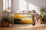 Paul Sinus Wandbild 120x80cm Abstrakte Landschaft Gold Schwarz Moderne Natur Kunstmotiv mit dramatischer Farbkomposition