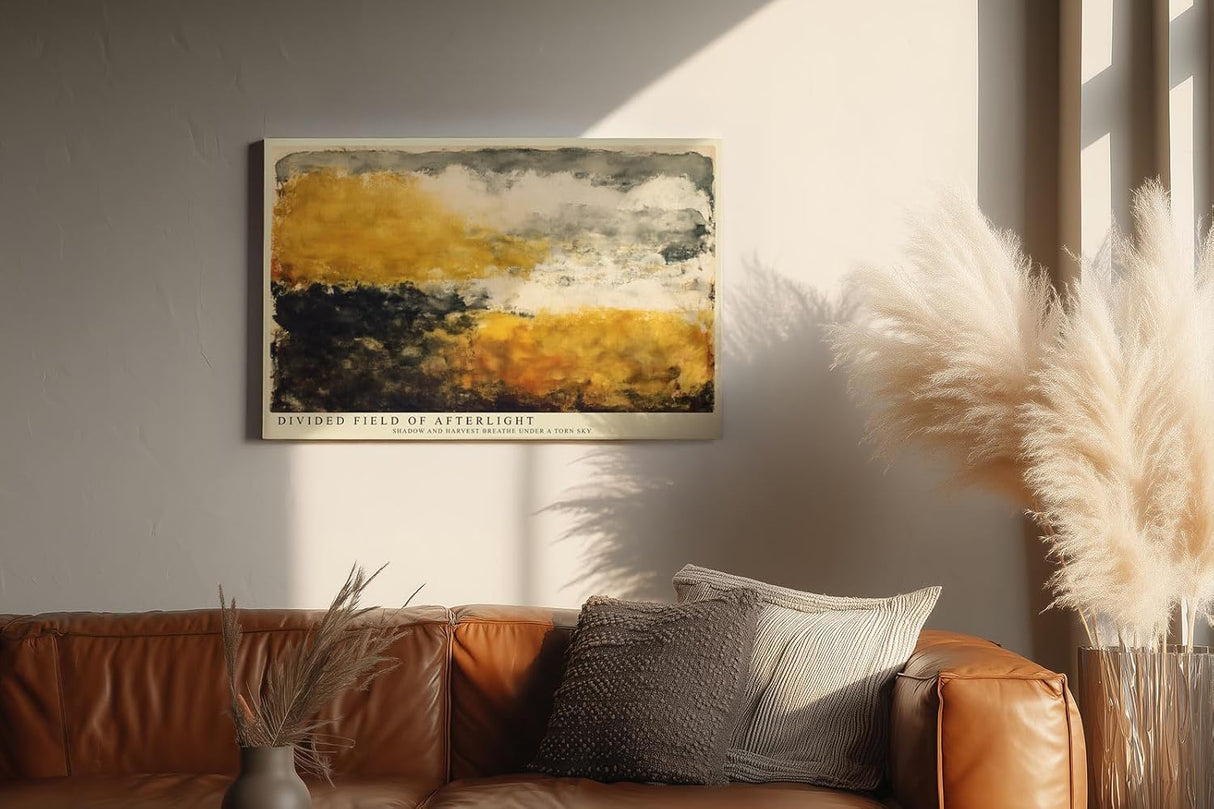 Paul Sinus Wandbild 120x80cm Abstrakte Landschaft Gold Schwarz Moderne Natur Kunstmotiv mit dramatischer Farbkomposition