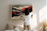 Paul Sinus Wandbild 120x80cm Abstrakte Landschaft in Schwarz Weiß und Rot Moderne Kunst für Wohnzimmer Büro und Atelier
