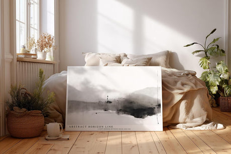 Paul Sinus Wandbild 120x80cm abstrakte Landschaft minimalistisch schwarz weiss moderne Kunst Kunstdruck grosses Kunstbild ruhige Wanddekoration fuer Wohnzimmer Büro