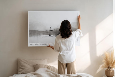 Paul Sinus Wandbild 120x80cm abstrakte Landschaft minimalistisch schwarz weiss moderne Kunst Kunstdruck grosses Kunstbild ruhige Wanddekoration fuer Wohnzimmer Büro