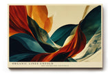 Paul Sinus Wandbild 120x80cm abstrakte Landschaft modern orange blau organische Formen Kunst Kunstdruck grosses Kunstbild moderne Wanddekoration fuer Wohnzimmer Büro