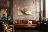 Paul Sinus Wandbild 120x80cm abstrakte Landschaft Sonne Gold Rot moderne Kunst dramatische Wanddekoration fuer Wohnzimmer Büro